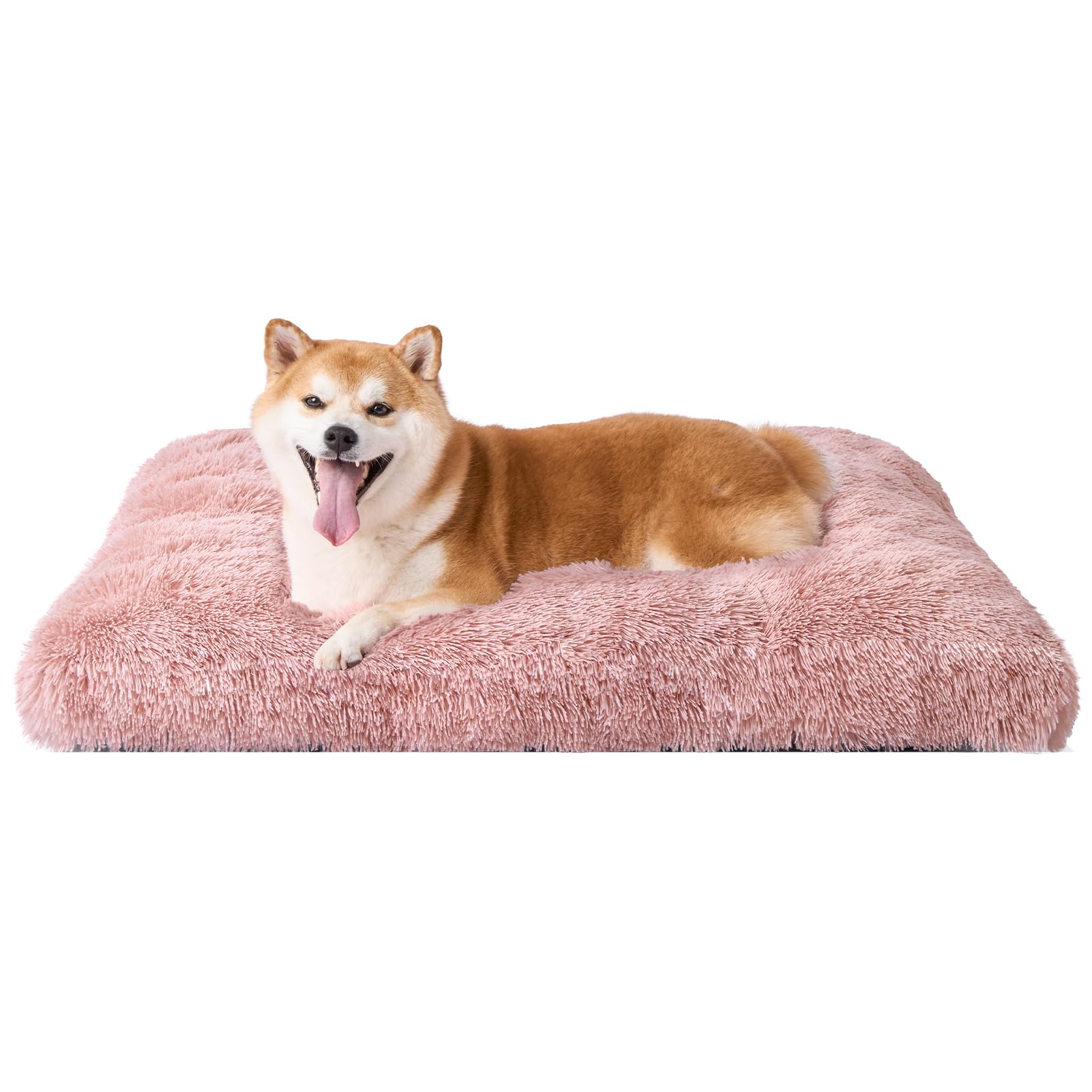 Eheyciga Fluffy Dog Crate Bed For Large Dogs, Plush Faux Fur Dog Crate Pad, Calming Anti Anxiety Large Dog Bed For Crate, Washab